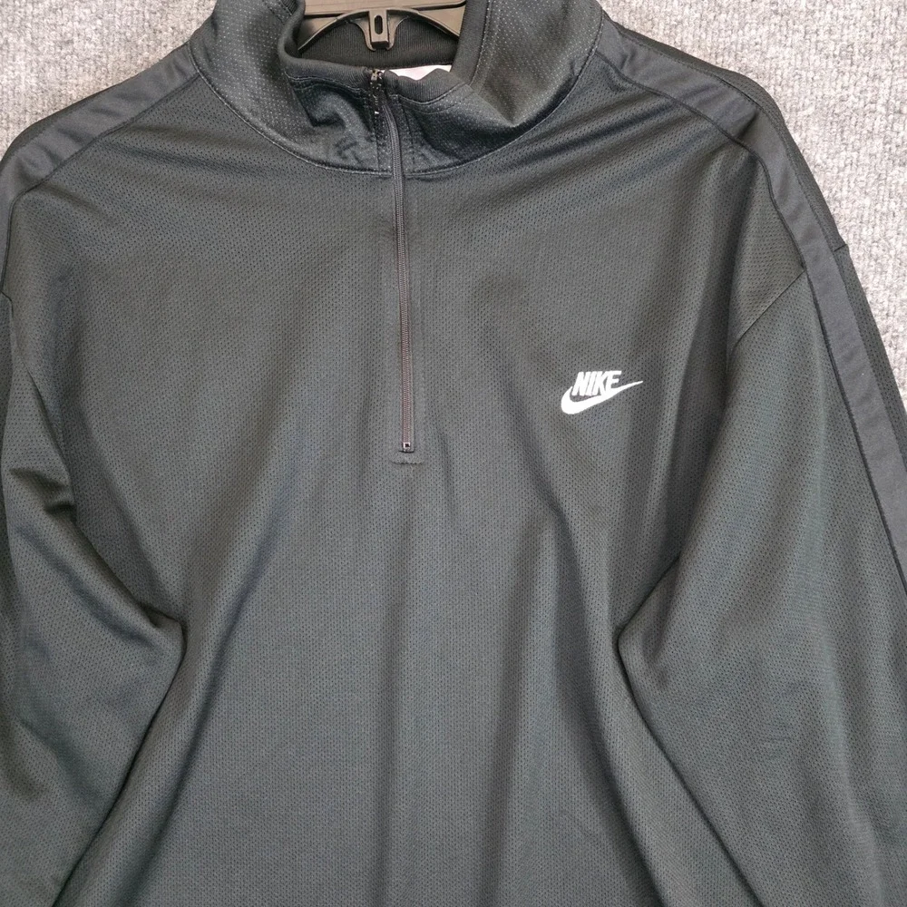 VTG Nike Quarter Zip Pullover Mens‎ XXL Black Track Jacket Training Activewear